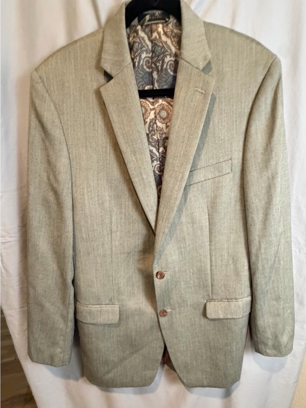 Lauren Ralph Lauren Men’s Blazer Sport Coat Gray Tan Paisley Lined 2 Button 40